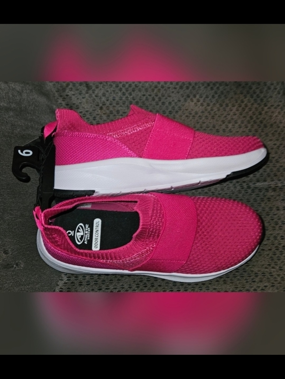 Athletic Works Women’s Slip-On Athletic Sneakers - Pink & White Size 6 NWT